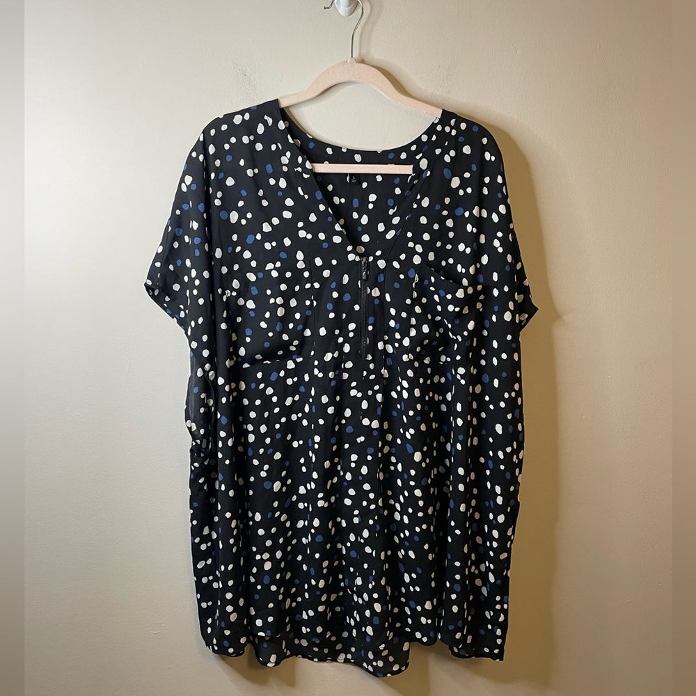 Torrid Cheetah Dot Georgette Zip-Front Dolman Blouse